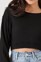 Women's Relaxed Drop-Sleeve Crop Top in Black Medium