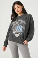 Women's Jimi Hendrix Rhinestone Pullover in Charcoal, XL