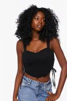 Women's Lace-Up Bustier Crop Top in Black Medium