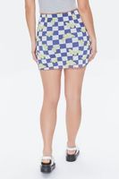 Women's Checkered Butterfly Mini Skirt in Sky Blue Medium