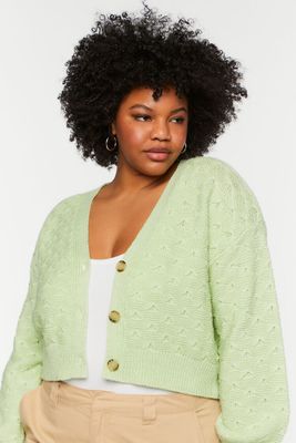 Women's Textured Cardigan Sweater in Pistachio, 0X