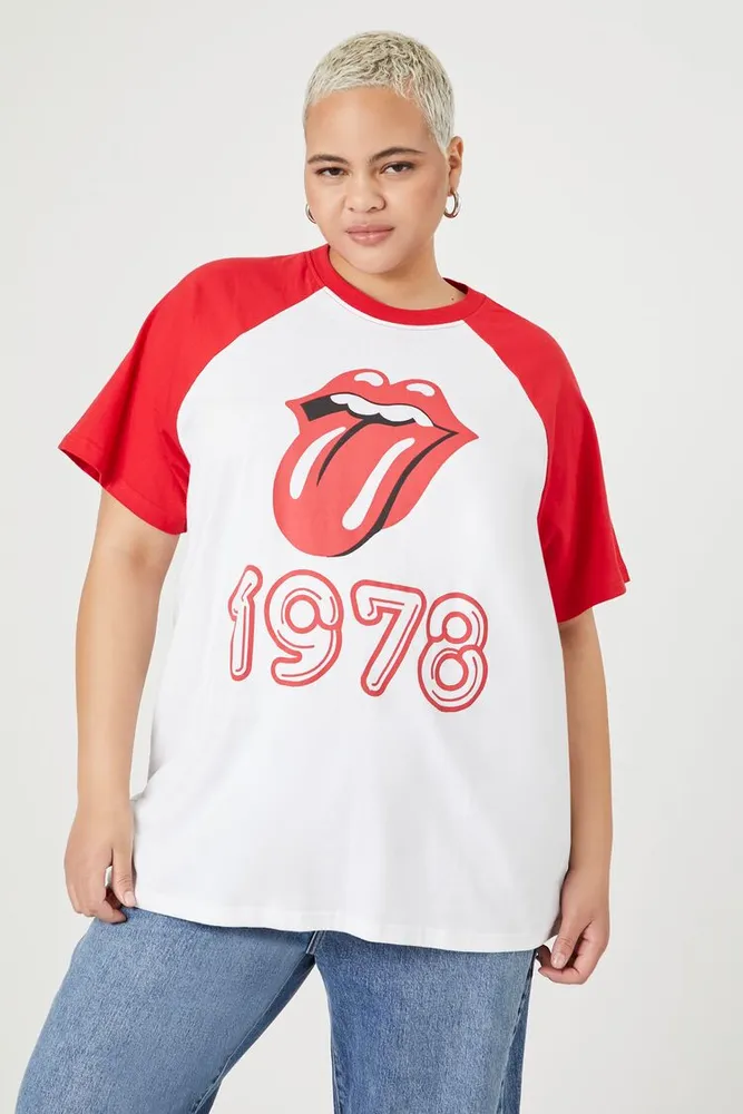 Women's The Rolling Stones Raglan T-Shirt White/Red,