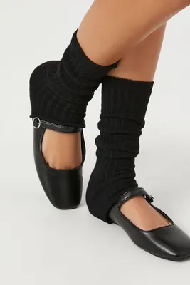Ribbed Knit Leg Warmers in Black