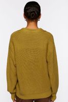 Women's Half-Button Drop-Sleeve Sweater in Light Olive Medium