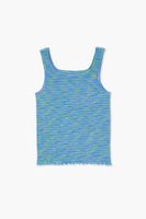 Girls Marled Knit Tank Top (Kids) in Blue Large