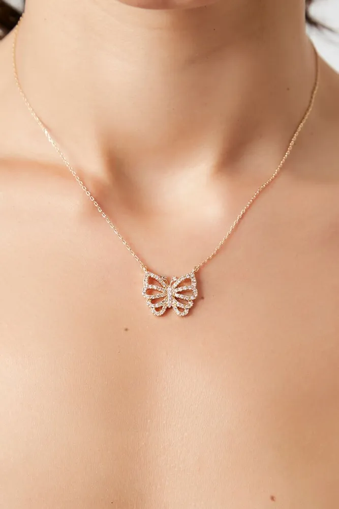 AYYUFE Women Butterfly Necklace Rhinestone Locket Pendant - Walmart.com