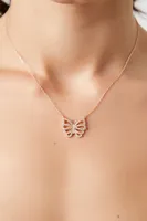 Women's Rhinestone Butterfly Necklace in Gold/Clear