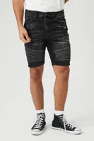 Men Denim Moto Shorts in Black, 33