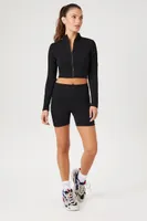 Women's Active Seamless Textured Biker Shorts in Black Small