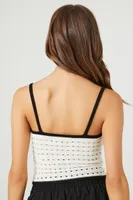 Women's Sweater-Knit Contrast-Trim Cropped Cami