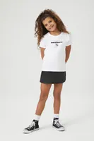 Girls Embroidered Capricorn T-Shirt (Kids) in White/Black, 5/6