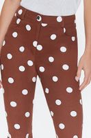 Women's Polka Dot Print Flare Pants Brown/White