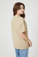 Women's Oversized Mineral Wash T-Shirt in Khaki Medium