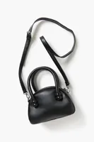 Women's Faux Leather Crossbody Bowler Bag in Black