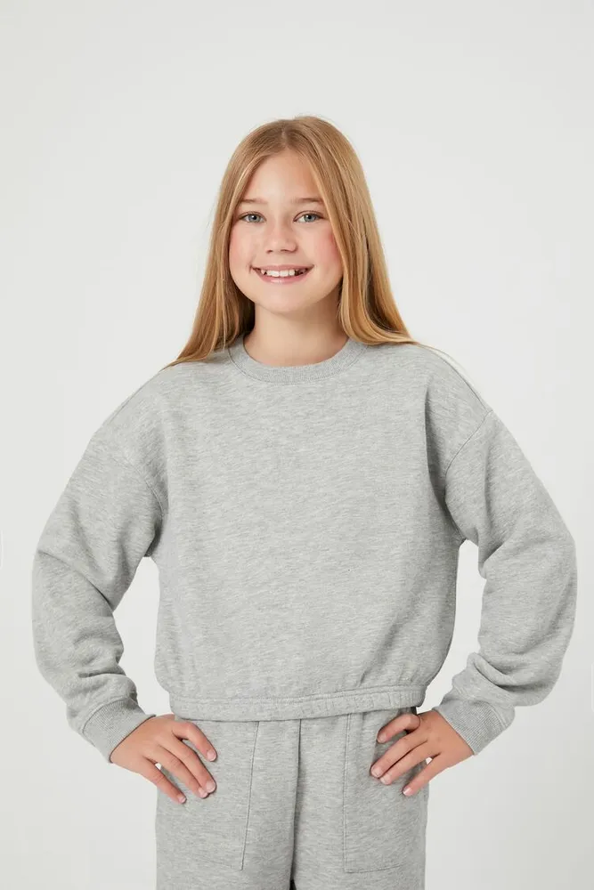 Kids Fleece Pullover (Girls + Boys) in Heather Grey, 11/12