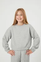 Kids Fleece Pullover (Girls + Boys) in Heather Grey, 11/12