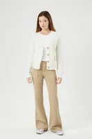 Women's Cable Knit Cardigan Sweater in Ivory Medium