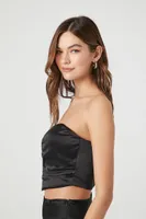 Women's Satin Sweetheart Tube Top Black