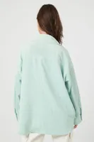 Women's Corduroy Drop-Shoulder Shacket in Seafoam Large