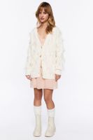 Women's Textured Cardigan Sweater in Cream Medium