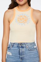 Women's Always Keep Smiling Graphic Tank Top in Orange Medium