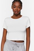 Women's Cropped Lounge Tee in Cream Medium