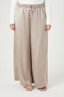 Women's Satin Wide-Leg Pants in Grey, 0X