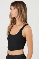 Women's Ribbed Sweater-Knit Tank Top in Black Large