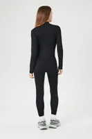 Women's Fitted Seamless Zip-Up Jumpsuit in Black Large