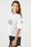 Women's Tokyo Drop-Sleeve Graphic T-Shirt in Heather Grey, XL