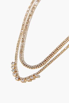 Women's CZ Layered Necklace in Clear/Gold