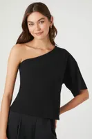 Women's One-Shoulder Top in Black Medium