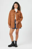 Women's Faux Suede Drop-Sleeve Shacket Tan