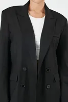 Women's Double-Breasted Notched Blazer in Black Small