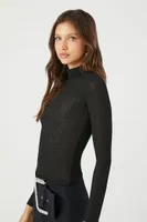 Women's Fitted Turtleneck Top Black