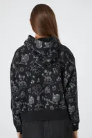 Women's Doodle Graphic Hoodie in Black Small