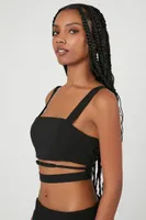 Women's Cropped Strappy Tank Top in Black Small