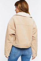 Women's Cotton Faux Shearling Jacket in Ash Brown Large