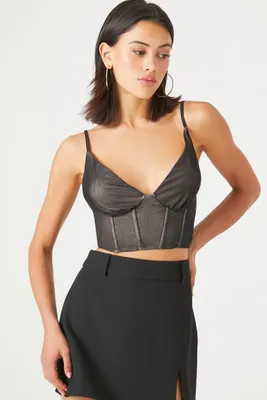 Women's Bustier Cropped Cami in Black/Nude Small