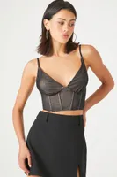 Women's Bustier Cropped Cami in Black/Nude, XL