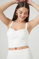 Women's Ruched Sweetheart Tank Top in White, XS