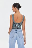 Women's Marble Print Tank Bodysuit in Black Small