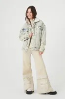 Women's Faux Shearling Denim Trucker Jacket Small