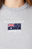 Women's Melbourne Sports Embroidered Graphic T-Shirt in Heather Grey Small