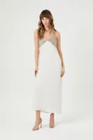 Women's Satin Colorblock Maxi Slip Dress