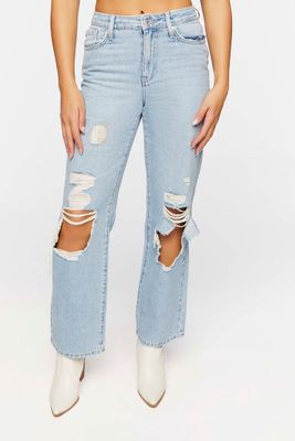 Women's Recycled Cotton Distressed 90s-Fit Jeans in Light Denim, 28