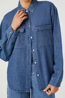 Women's Denim Long-Sleeve Shirt in Dark Denim Small