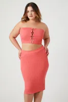 Women's Tube Top & Skirt Set in Coral, 3X