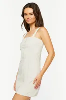 Women's Twill Pinafore Mini Dress in Oatmeal Small