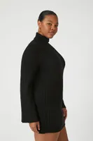 Women's Turtleneck Mini Sweater Dress Black,